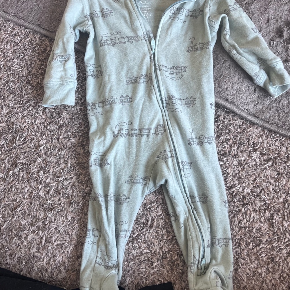 Carter's Green Footie One Piece with Cozy Fabric